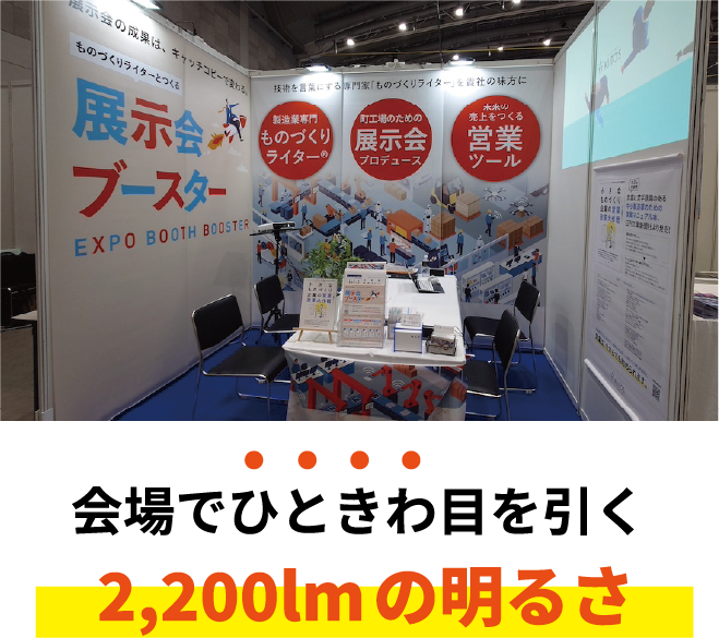 展示会場で目を引く明るさ